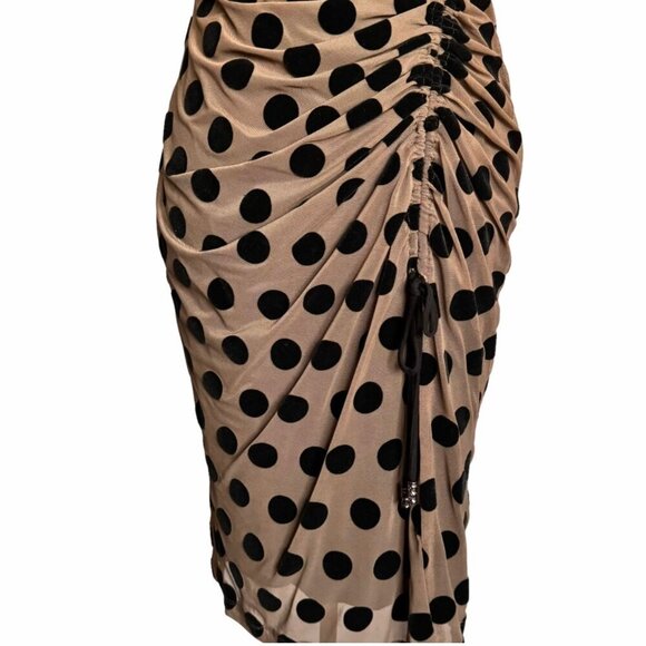 NWT Eva Franco Polkadot Sheath Dress Sz.M Brown Sleeveless Career Cocktail - Picture 4 of 13